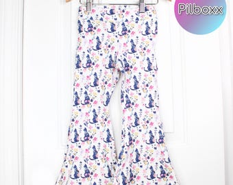 Whimsical Cat Flare Leggings for Girls