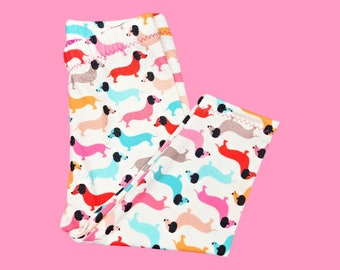 Dachshund Dog Leggings for Girls, Retro Baby Leggings, Toddler Leggings, Girl's Clothing, Animal Pants, Cute Outfit, Birthday Gift