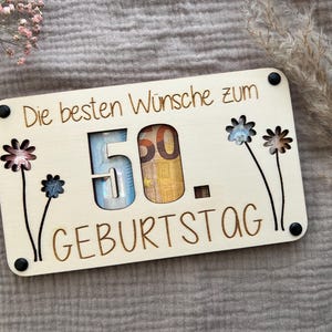 Geldgeschenk | Motivkarten mit Zahl | Geburtstagsgeschenk | Karte aus Holz