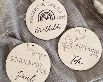 Personalized wooden tags | Schoolchild | Kindergarten | Daycare | School cone tags | Name tag
