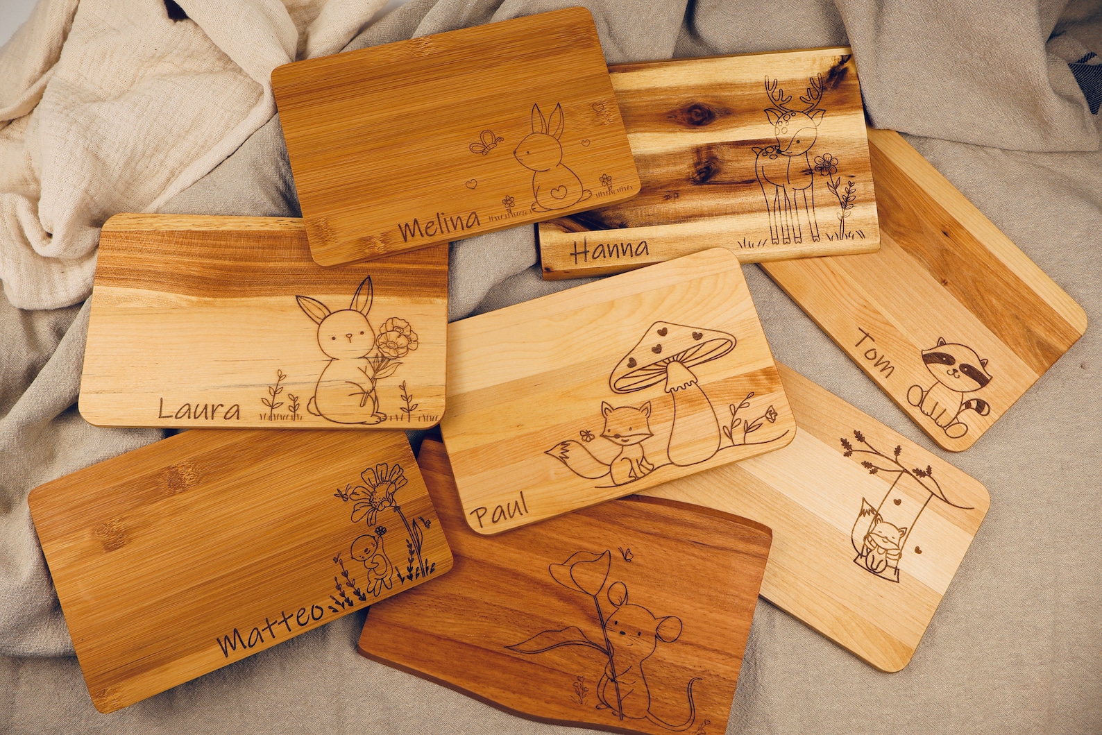 Wooden board with name, breakfast board personalized