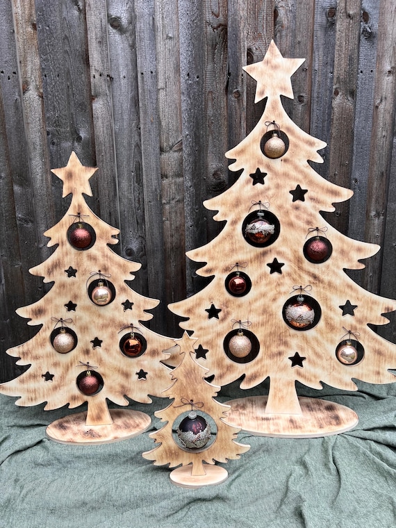 Weihnachtsbaum Holz | 3 verschieden Größen | Holzbaum geflammt | Christbaum | Modern und Nachhaltig | Dekobaum | Weihnachtsdeko