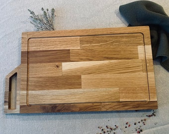 Cutting board size L (45 x 25 cm) Oak cutting board for men Cutting board large 3D handle cutting board made of oak Cutting board made of wood