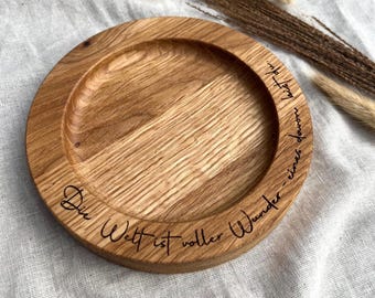 Personalized candle plate with custom text | Personalized candle holder | Coaster | Engraved wooden plate for christening candles | Wedding candles | Communion candles