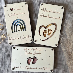 Tarjeta de regalo para bebé | Tarjeta de felicitaciones por el nacimiento | regalo de bautizo | Tarjeta de regalo de madera | tarjeta personalizada