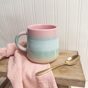 Mojave Glaze Pastel Pink and Green Ceramic Tea / Coffee Mug - by Sass and Belle