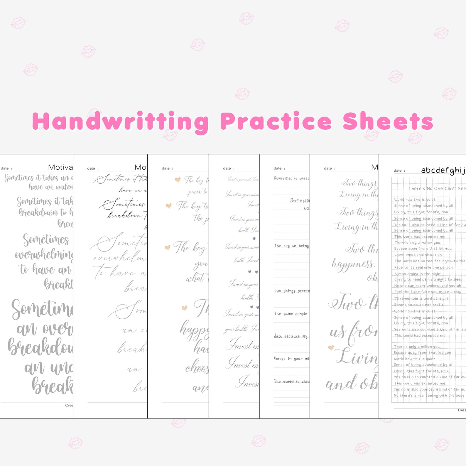 Handlettering Practice Sheets Practice Worksheets Calligraphy | Etsy