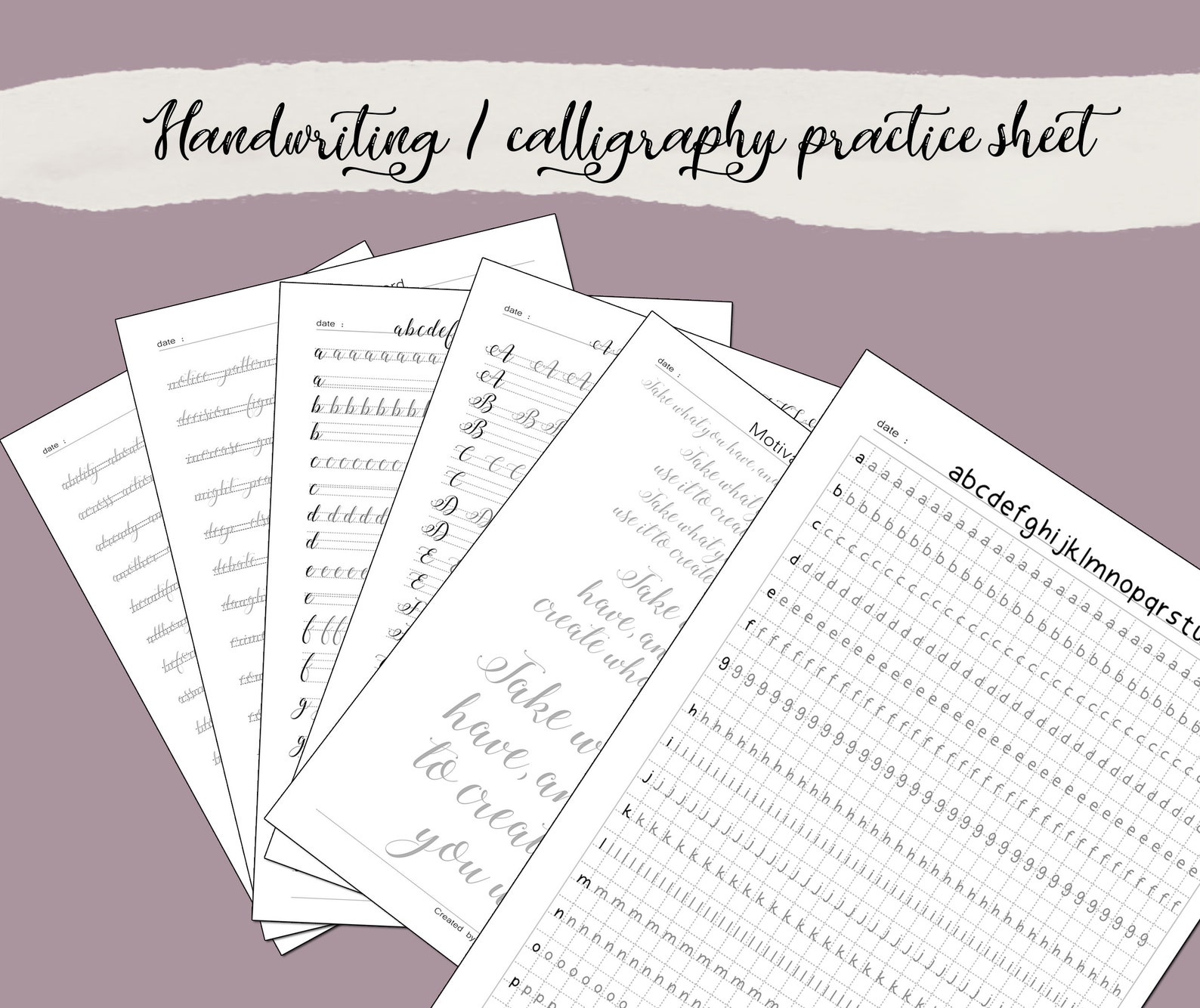 Handlettering Practice Sheets Practice Worksheets Calligraphy | Etsy