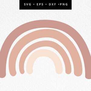ボヘミアン レインボー SVG、レインボー SVG カット ファイル、アース トーン レインボー クリップアート、ブラウン レインボー、商用利用、ニュートラル レインボー、SVG、dxf、eps、png