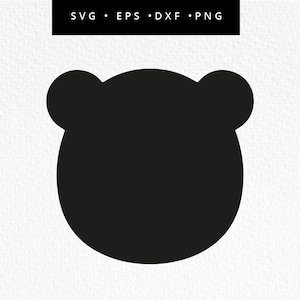Visage d'ours SVG, fichier Cricut forme ours, Shower de bébé ours en peluche, Silhouette d'ours, usage commercial, téléchargement immédiat, pique-nique ours en peluche