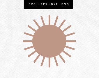Sol SVG, Boho Sun SVG-fil, Boho Sun Clipart, Jordtonad sol, Sol Cricut-fil, Solsken Clipart, Kommersiellt bruk, Svg, dxf, eps, png