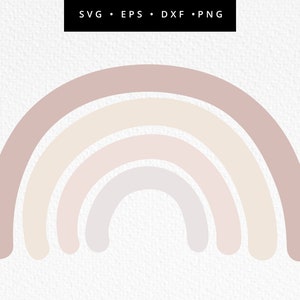 ボヘミアン レインボー SVG、レインボー SVG カット ファイル、ライト ピンク レインボー クリップアート、商用利用、手描きレインボー、SVG、dxf、eps、png