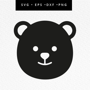 Bear Face SVG, Bear Cricut File, Teddy Bear Baby Shower, Bear Clipart, Commercial Use, Instant Download, Teddy Bears Picnic