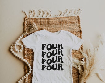 Camiseta de quarto aniversário svg, camisa de 4º aniversário para menina, arquivo quatro cricut, arquivo de corte de quarto aniversário, retrô 4º aniversário, 4º aniversário svg