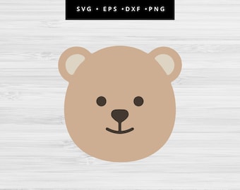Bear Face SVG, Bear Cut File, Teddy Bear SVG, Bear Face Clipart, Commercial Use, Instant Download, Teddy Bears Picnic, svg, dxf, eps, png
