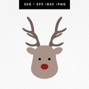 Reindeer SVG, Christmas SVG Cut File, Reindeer Face, Christmas Clipart, Commercial Use, Svg, dxf, eps, png