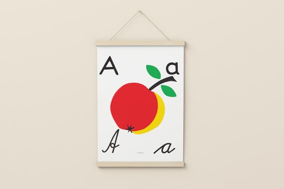 A is for Apple Printable Alphabet Poster Printable ABC Wall - Etsy