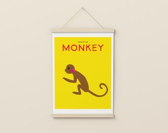 Year of the Monkey, Chinese Zodiac Poster, Chinese New Year, Colorful Chinese Zodiac Baby Gift, Lunar New Year Decor, Zodiac Print