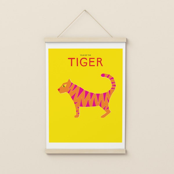 Year of the Tiger 2022, Chinese Zodiac Poster, Chinese New Year, Colorful Chinese Zodiac Baby Gift, Lunar New Year Decor, Zodiac Print