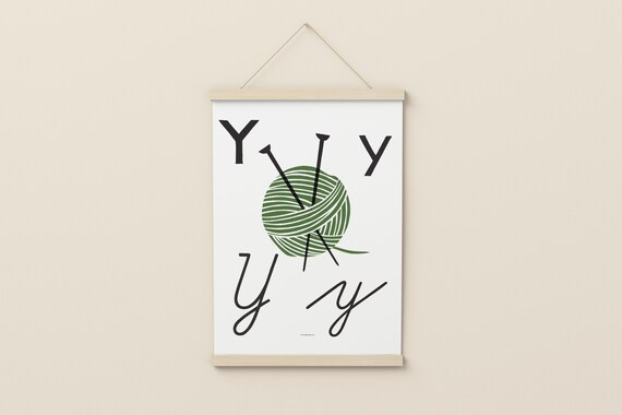 letter y printable alphabet poster abc wall decor etsy