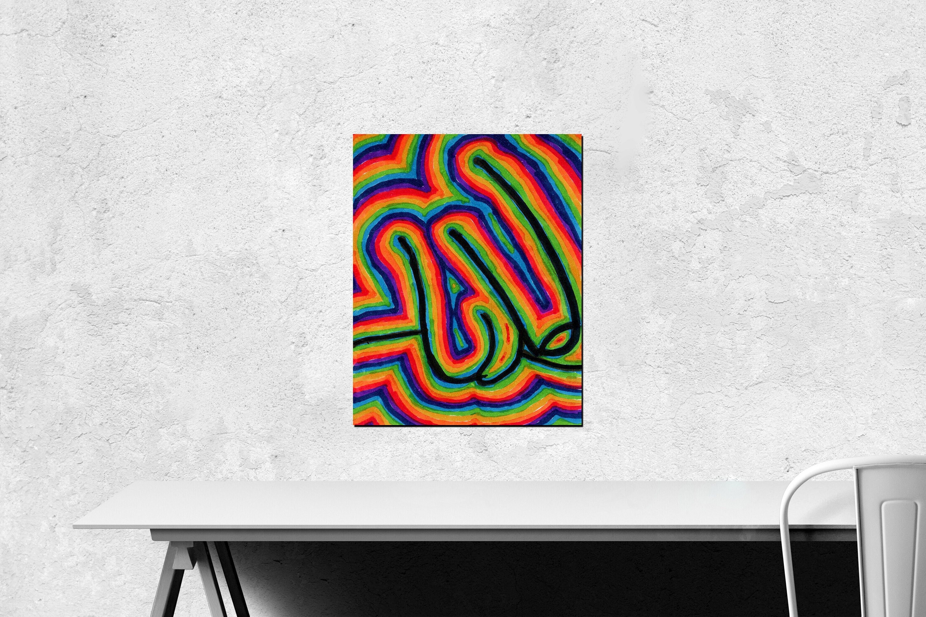 Uncut Colors - NSFW Homoerotic Original Art. Art Print Copy of Original. Available in Multiple Sizes!
