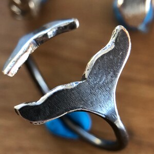 Handmade Whale Tail Ring - Sterling Silver - Adjustable Size - Made in Maine - Recycled Silver - Multiple Finishes and Styles -US Size 5-10