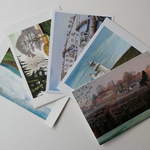 5 blank greeting cards with envelope artists card landscape painting watercolour printed cards pembrokeshire john cahill