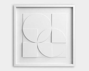 Geometric Relief Wall Sculpture | Mid Century Modern, 50x50cm