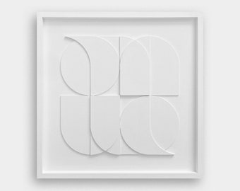 Geometric Relief Wall Sculpture | Mid Century Modern, 50x50cm