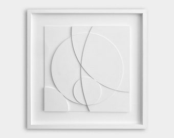 Geometric Relief Wall Sculpture | Mid Century Modern Acrylic Painting (50x50cm)