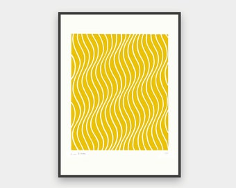 Rippling (Yellow Geometric Linocut Print)