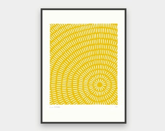 Sonar (Yellow Geometric Linocut Print)