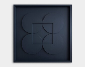 Geometric Relief Wall Sculpture | Mid-Century Modern Art (50x50cm)