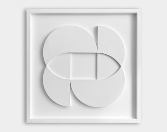 Geometric Relief Wall Art | Mid-Century Modern Sculpture, 50x50cm