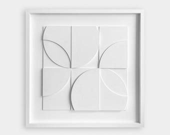 Geometric Relief Wall Art | Mid Century Modern Sculpture, 50x50cm