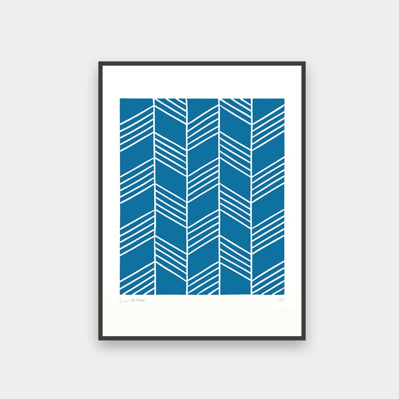 Flight Blue Linocut Print image 1