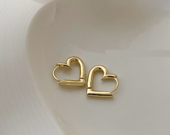 Heart Hoop Earrings, Gold/Silver Earrings Set