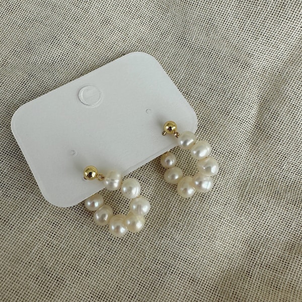 Perlen Creolen, kleine Gold Ohrringe mit Perlen