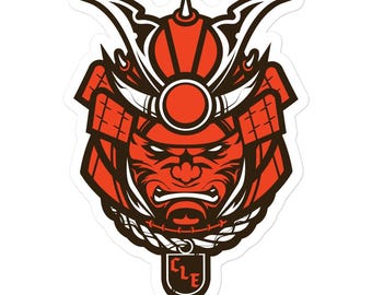 Adesivo Samurai Warrior Cleveland Browns – Adesivo NFL audace per veri fan dei Browns