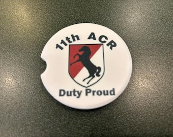 11th Armored Cavalry Regiment car coaster, made in USA