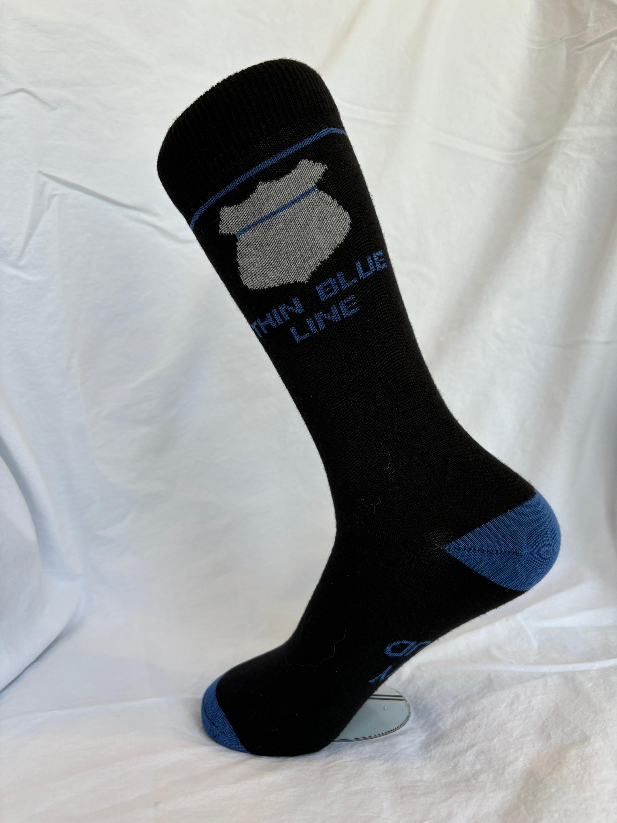chinese dress ladies Knee High Dress Socks - Blue Stripe - Organic Cotton