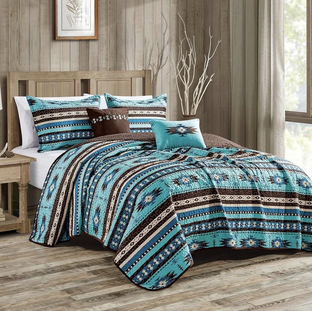 Turquoise bed quilt discount