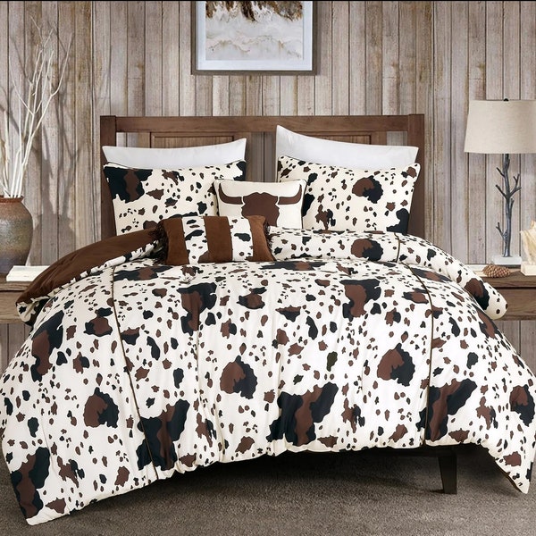 Cow Print Bedding King Etsy
