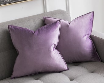 Solid velvet cushion cover in violet | Violet velvet pillowcases | 50 x 50 cm | Decorative pillowcases | Decorative cushion | Sofa cushions
