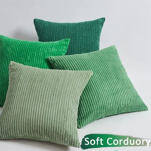 Juego de 4 fundas de cojín de terciopelo de pana verde Serie Green 50x50cm 50x30cm 40x40cm Terciopelo verde Fundas de almohada decorativas almohada de tiro Funda de sofá imagen 5