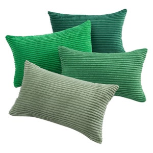 Juego de 4 fundas de cojín de terciopelo de pana verde Serie Green 50x50cm 50x30cm 40x40cm Terciopelo verde Fundas de almohada decorativas almohada de tiro Funda de sofá 4er Set 50X30 cm