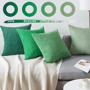 Juego de 4 fundas de cojín de terciopelo de pana verde Serie Green 50x50cm 50x30cm 40x40cm Terciopelo verde Fundas de almohada decorativas almohada de tiro Funda de sofá imagen 6