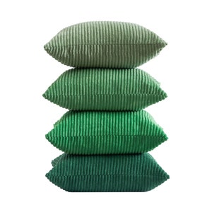 Juego de 4 fundas de cojín de terciopelo de pana verde Serie Green 50x50cm 50x30cm 40x40cm Terciopelo verde Fundas de almohada decorativas almohada de tiro Funda de sofá imagen 1