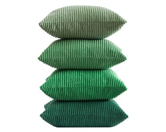 Juego de 4 fundas de cojín de terciopelo de pana verde Serie Green | 50x50cm | 50x30cm | 40x40cm | Terciopelo verde | Fundas de almohada decorativas | almohada de tiro | Funda de sofá