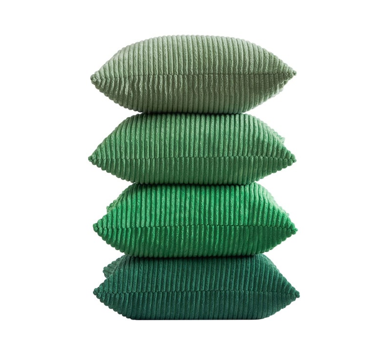 Juego de 4 fundas de cojín de terciopelo de pana verde Serie Green 50x50cm 50x30cm 40x40cm Terciopelo verde Fundas de almohada decorativas almohada de tiro Funda de sofá imagen 1